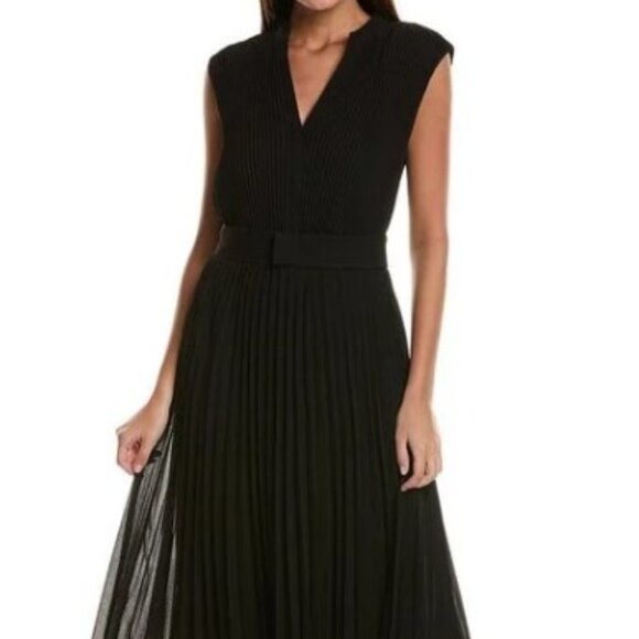 Boss Dresses & Skirts - BOSS Sleeveless V-Neck Pleated Midi Dress Black | Size 2 | MSRP $545